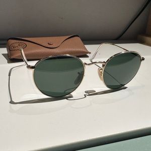 Ray-Ban Round RB3447 Gold Metal Sunglasses